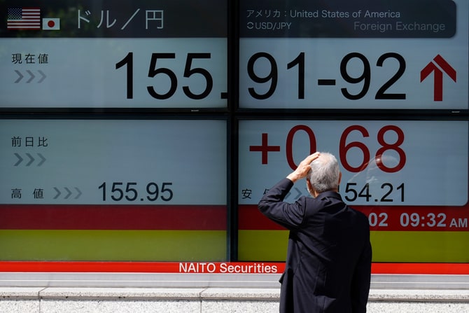 ５月２日の対ドル円相場。写真：AP/アフロ